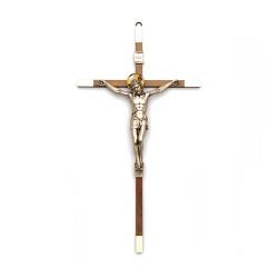 Crucifijo madera cristo plateado